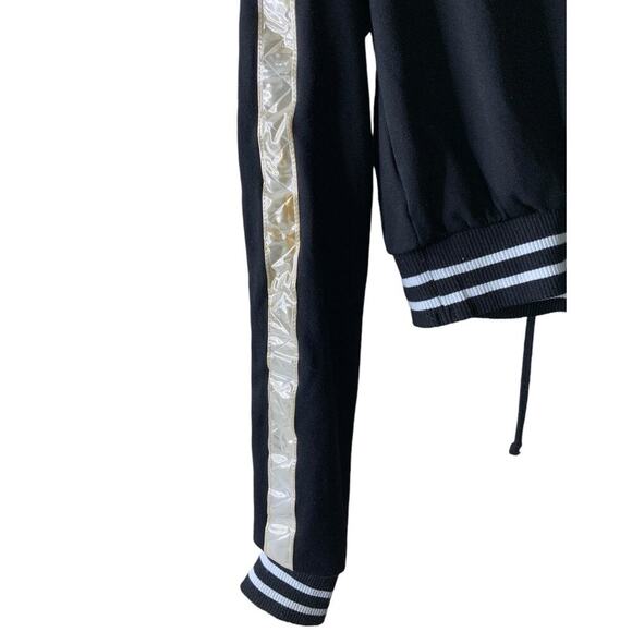 Nadia Cropped Vintage Sweatshirt Women M Drawstring Vneck Hooded Casual Pullover - Picture 7 of 10